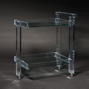 Super Crystal Clear Lucite Mobile Food Truck Acrylic Carts Trolleys For Hotel Serving