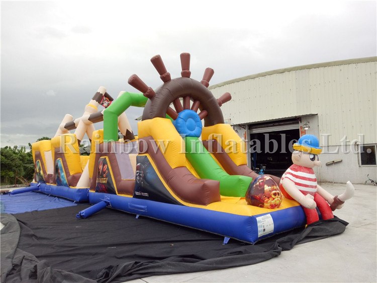 RB01016(15x3.6x5.8m) Inflatable Giant Pirate Pilot Obstacle Course With Slide For Children