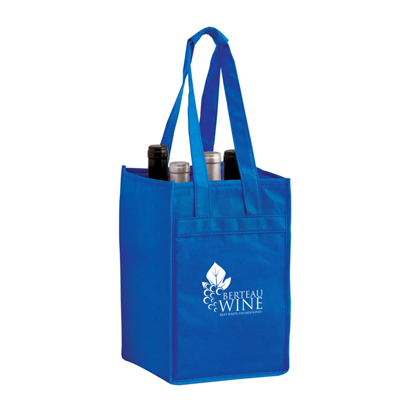 Trend Non-Woven 4 Bottle Drink Tote with Grocery bag