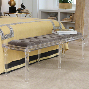 Crystal Bed End Lucit Bench 6 Legged Acrylic Long Bench For Bedroom