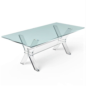 X Leg Crystal Plexiglass Dining Room Table Acrylic Dining Table With Glass Top
