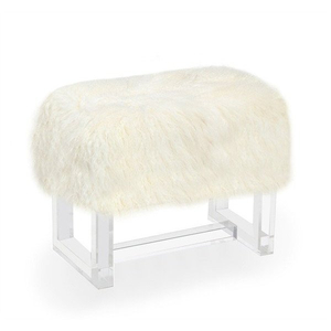 Fur Cushion Acrylic Stool Lucite Living Room Sofa Stool Modern Custom Acrylic Seating