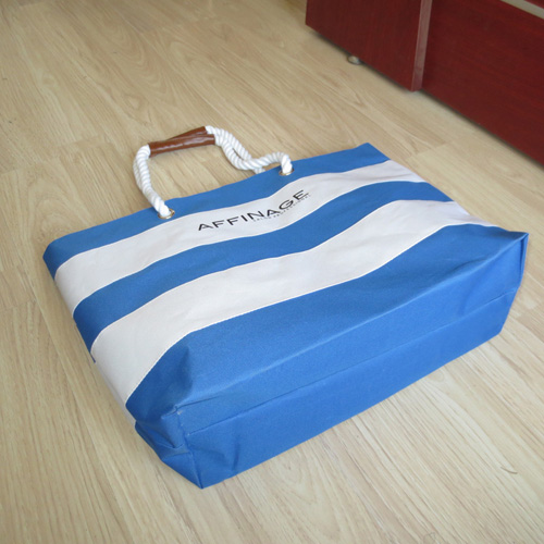 Promotional Stripe Printing Tote Beach Bag for Ladies