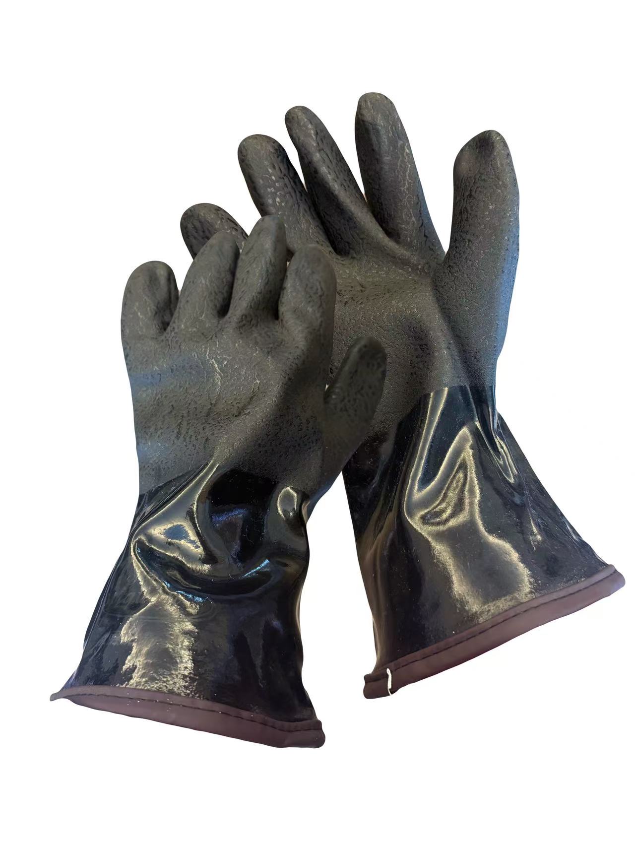 Black PVC gloves for winter 