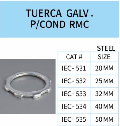IEC Standard Steel Locknut Conduit Fitting for Rmc Pipe