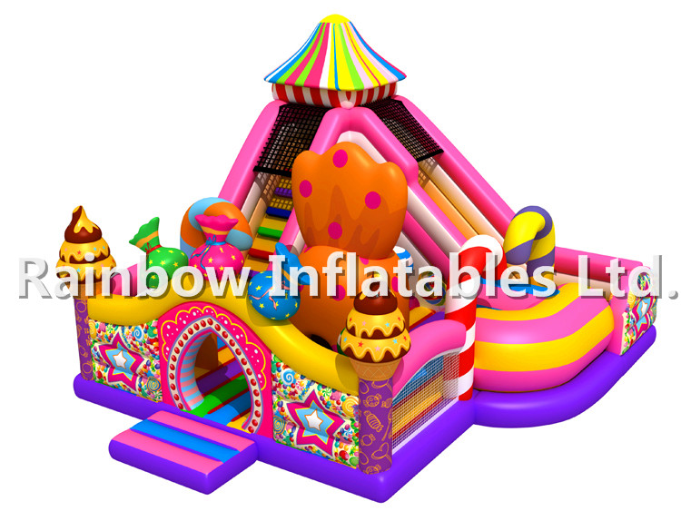 RB04054 (9x9x6m) Inflatable Hot candy theme funcity with slides for child
