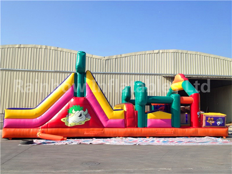 RB5037（13x4m）Inflatable Commercial Kids Obstacle Course For Sale,Inflatable Castle Obstacle Slide