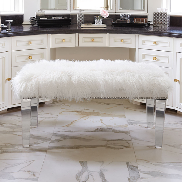 Luxury White Velvet Sofa Modern Sofa Bed Dressing Table Bench