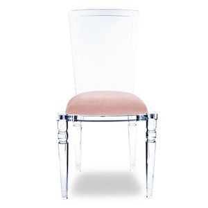 Transparent Acrylic Chair Lucite Wedding Chair Pink Cushion Dining Chair with High Backrest