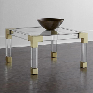 Superior Quality New Acrylic Base Living Room Acrylic Square Low Height Coffee Table With Glass Top