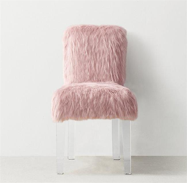 Popular Pink Fur Chair Romantic Lucite Wedding Chair Crystal Chair Legs