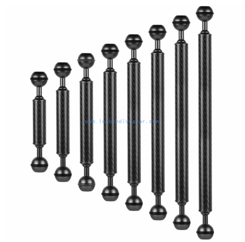 Lightweight Underwater Carbon Fiber Camera Dive Light Double Ball Arms in 5",6",7",8",9",10",12"