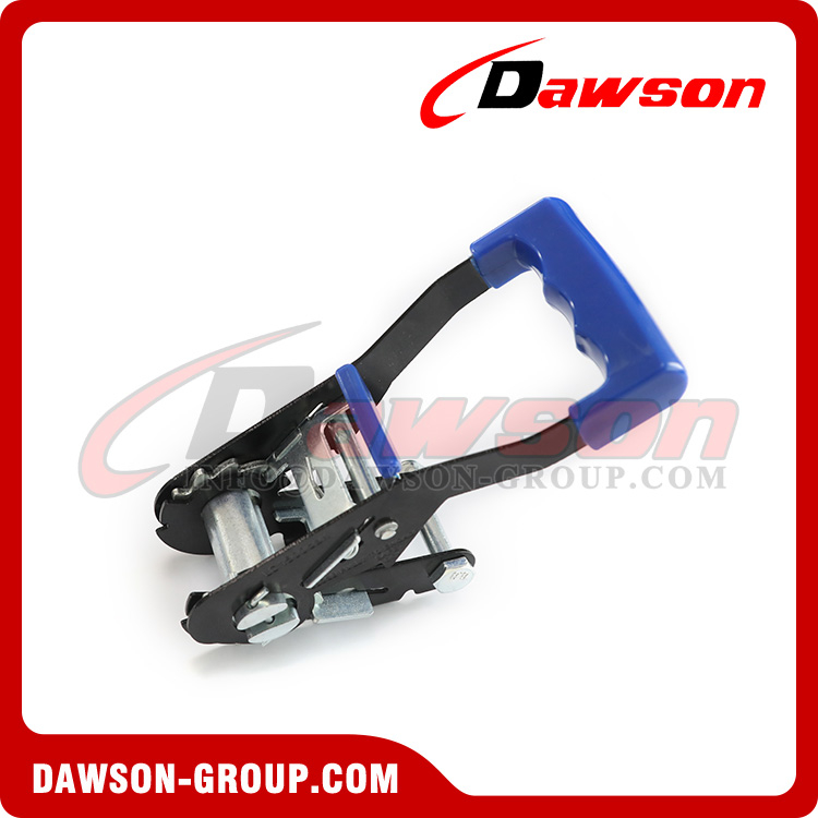 DAWSON 35MM X 3T X 200MM ラチェットラッシングバックル エクストラロングブルーラバーハンドル付き 安全ロック付き