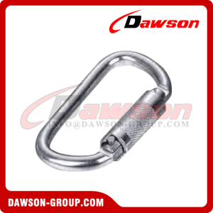 DSJ-1062 حلقة تسلق فولاذية ذاتية القفل على شكل D، حلقات تسلق فولاذية معالجة بالحرارة