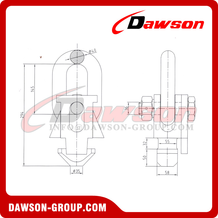 DAWSON US Anillo estándar Tipo Cabezal de bloqueo de contenedor Levantamiento lateral inferior superior Oreja de elevación de contenedor ISO