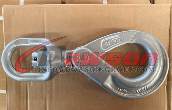 DS1007 G100 Gancho girat&oacute;rio de travamento autom&aacute;tico tipo europeu pintado de cinza para eslingas de corrente de eleva&ccedil;&atilde;o de guindaste - Dawson Group Ltd.