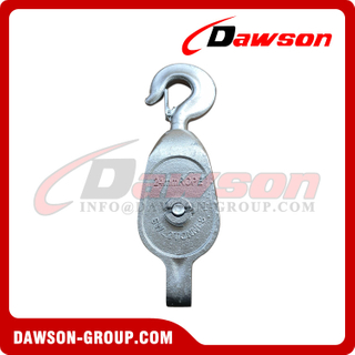 DS-B022 Polea doble de bloque de hierro maleable galvanizado (acero fundido) con gancho