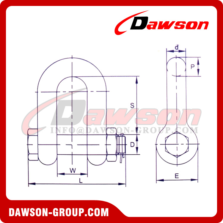 DAWSON ブランドグレード T8 DG2150A 鍛造合金鋼ディーシャックル、安全ピン付き、G8 クラスボルトタイプチェーンシャックル