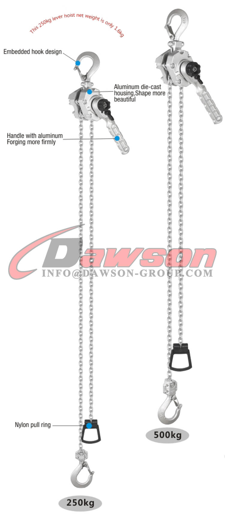 アルミニウム合金レバーホイスト、商品を持ち上げるためのレバーブロック - Dawson Group Ltd. - 中国メーカー、工場