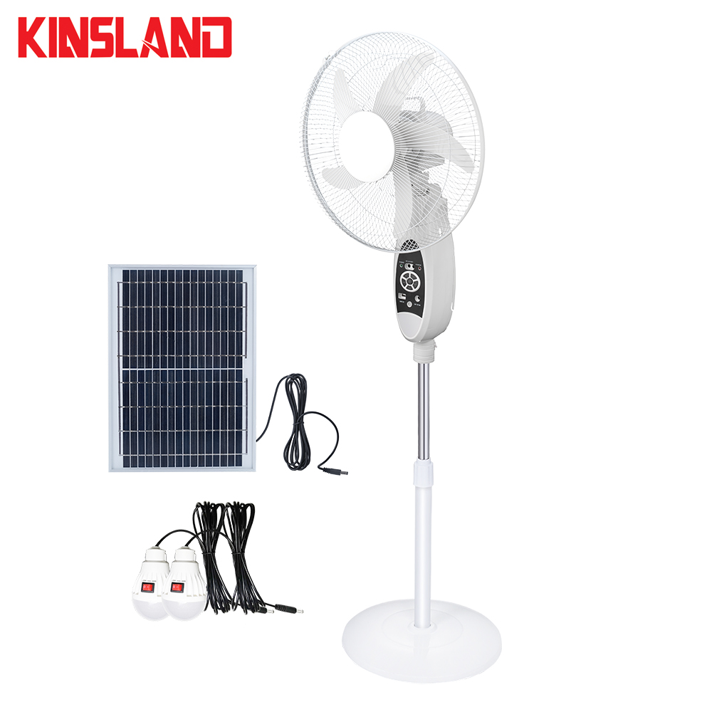 16 Inch Rechargeable Standing Solar Powered Fan with Remote and Led Light