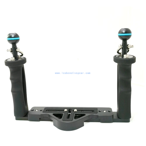 Aluminum underwater double base tray for diving camera housings