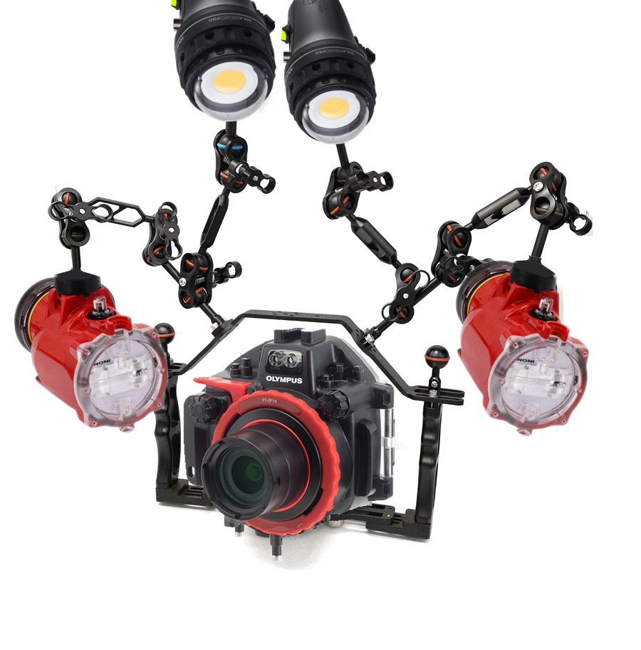 underwater camera strobe lighting arm system