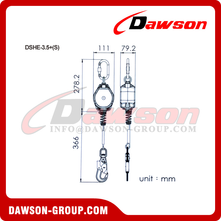 Linha de vida retr&aacute;til s&eacute;rie DSHE-3.5 (S) - Dawson Group Ltd. - Fabricante, f&aacute;brica na China