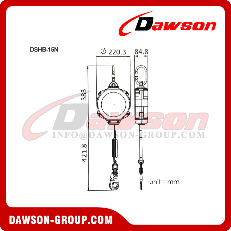 Linha de vida retr&aacute;til DSHB-15N - Dawson Group Ltd. - Fabricante, f&aacute;brica na China