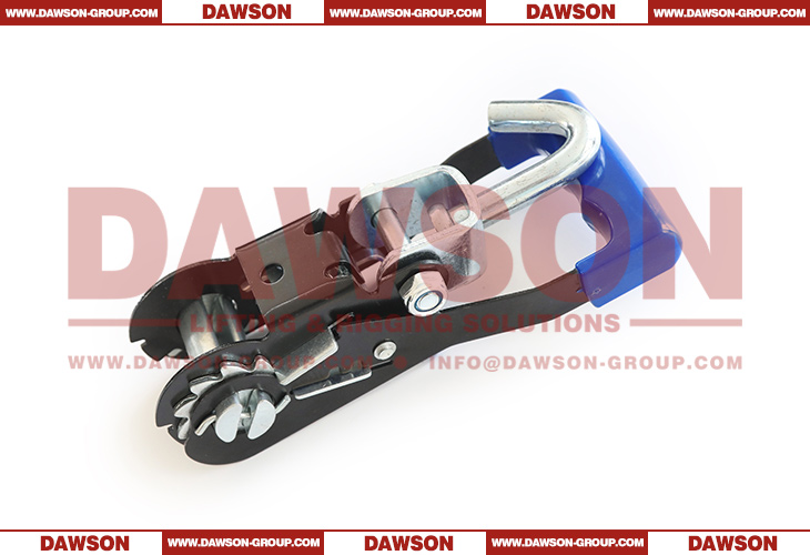 DAWSON Hebilla de amarre con trinquete de 35 mm x 3 T x 200 mm con mango de goma azul extralargo con bloqueo de seguridad y gancho giratorio en forma de J, hebilla de amarre - Dawson Group Ltd. - Fabricante de China