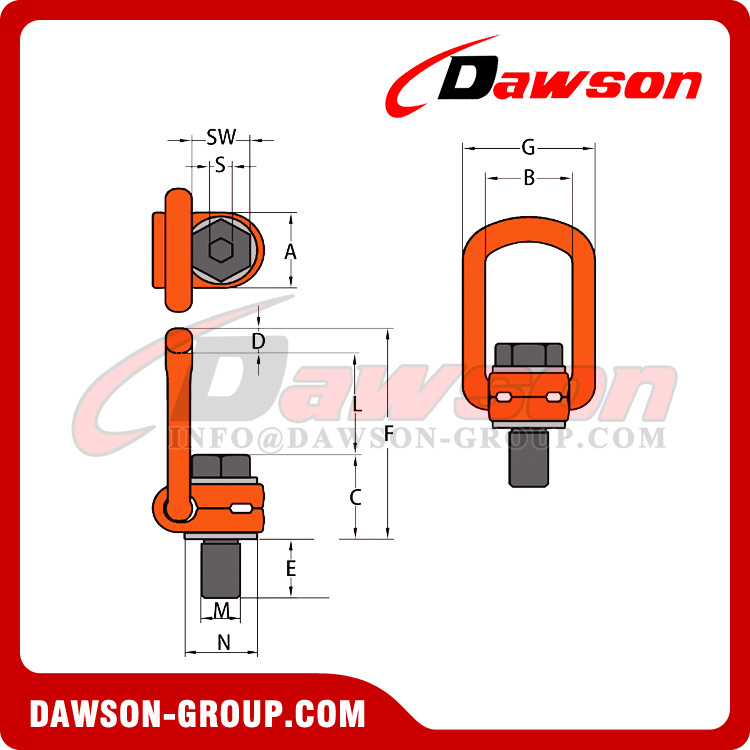 Tornillo de elevación pivotante DS173 G80 M8-M64