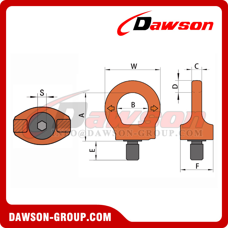  DS084 G80 M6 - M48 WLL 0.3-12T Anillo giratorio tipo ojo con llave inglesa