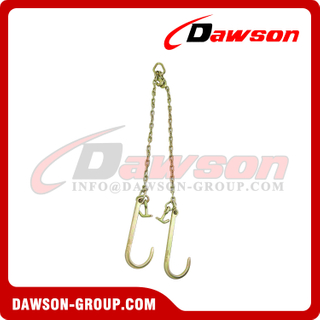 Conjunto de cadena en V DAWSON G70, eslabón en forma de pera con ganchos de agarre en la parte superior, brida de cadena en V de grado 70 con ganchos en J de 15'' y cabeza de martillo