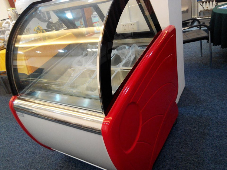 Stainless Steel Pan Italian Ice Cream Display Cabinet