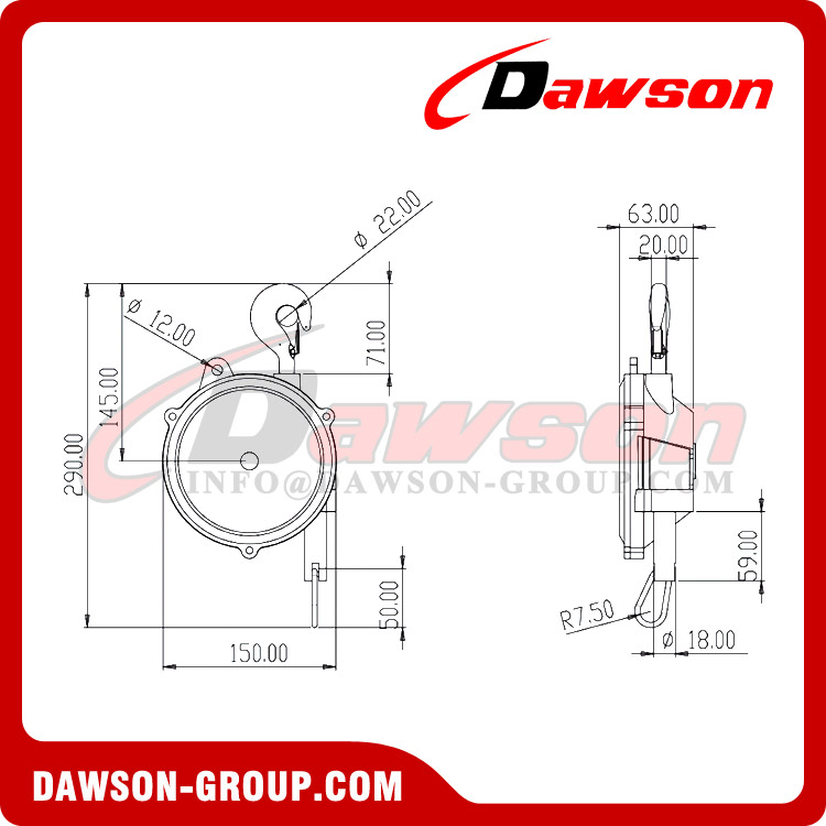DS-HW シリーズ 0.5kg ～ 7kg マイクロ スプリング バランサー セルフロック装置付き (オプション)