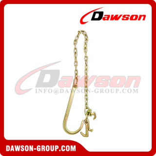 Буксировочная цепь DAWSON G70 с 15-дюймовым J-образным крюком на одном конце и грейферным крюком для больших транспортных средств
