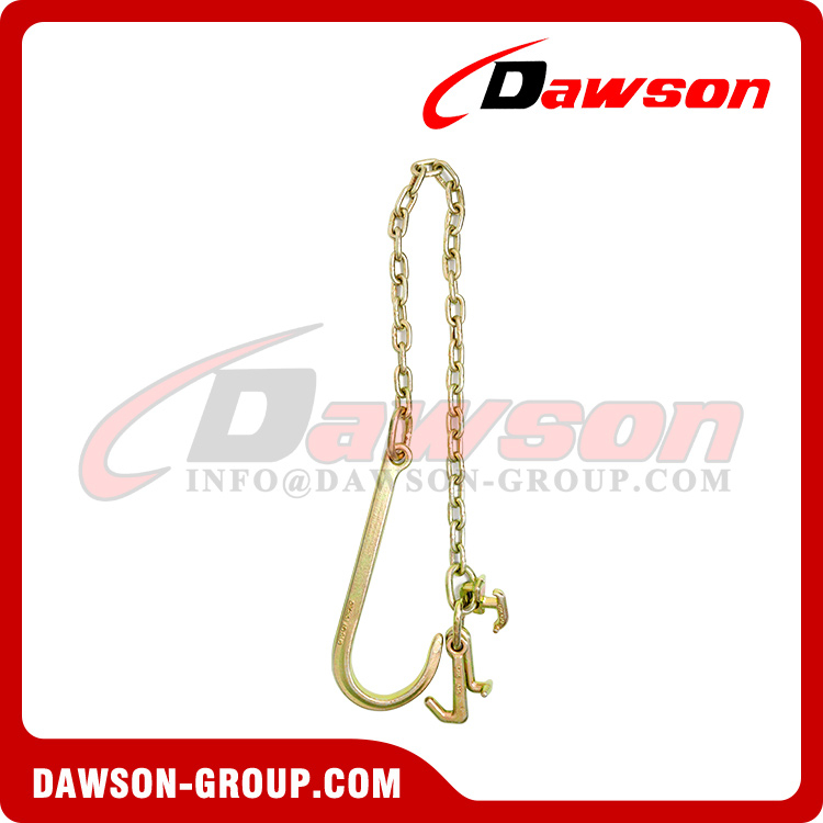 Cadena de remolque DAWSON G70 con gancho J de 15'' en un extremo con gancho de agarre para vehículos grandes