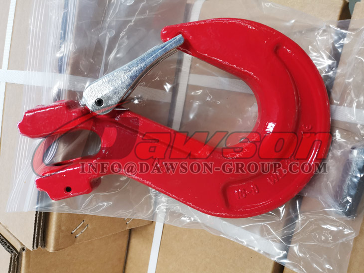 Gancho de eslinga con horquilla G80 con pestillo fundido para eslingas de cadena de elevaci&oacute;n de gr&uacute;a - Dawson Group Ltd. - Proveedor y fabricante de China