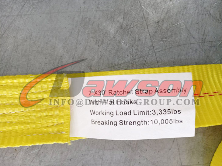 フラット フック付き 2 インチ 30 フィート ラチェット ストラップ - Dawson Group Ltd. - 中国工場、メーカー