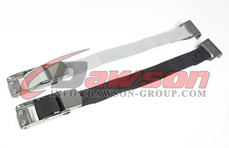 BS EN12195-2 45MM LC 300daN ブラック グレー オーバーセンター バックル ストラップ、フラット フック付き - Dawson Group Ltd. - 中国工場