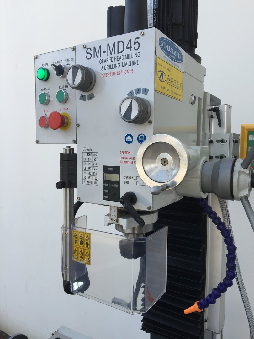 MD45. Mill Drill. Steelmaster Geared Head Drive, Dovetail Guides, Coolant, LED Work Light