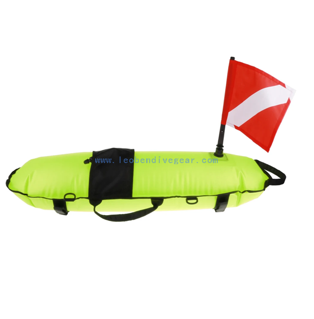 Scuba Dive Torpedo Shape Buoy Signal Float with Flag For Freediving And Spearfishing