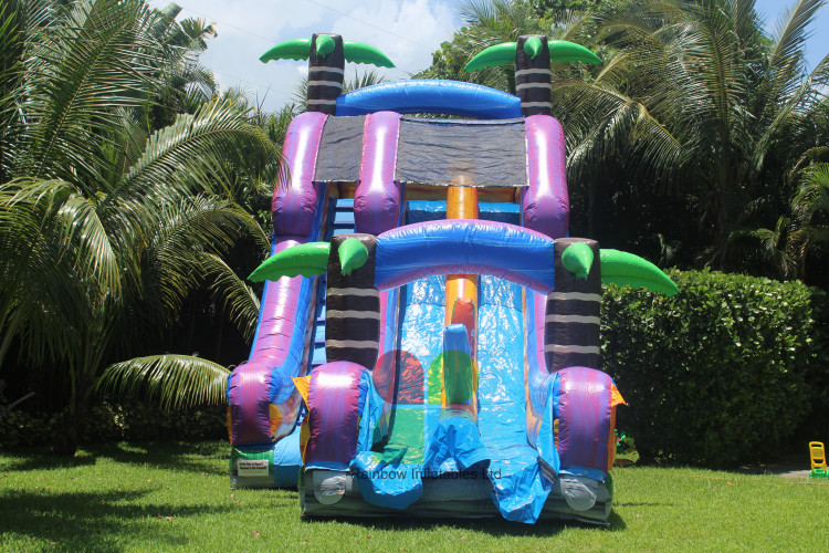 Long Volcano Bay Double Lane Inflatable Water Slide