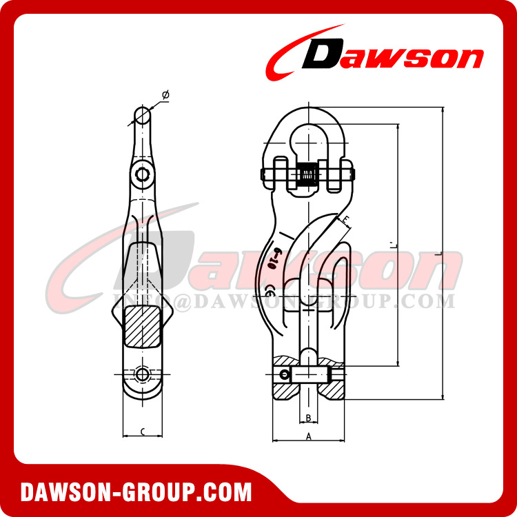DS1056 Соединительное звено G100 с укорачивающей скобой и креплением крюка для цепных стропов