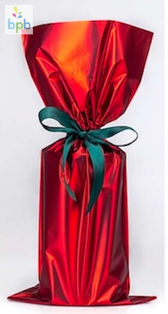 Metallic Mylar Wine Red Gift Bags for Bottles Sparkle Look - Ideal for Holiday Parties, Wedding and Birthday