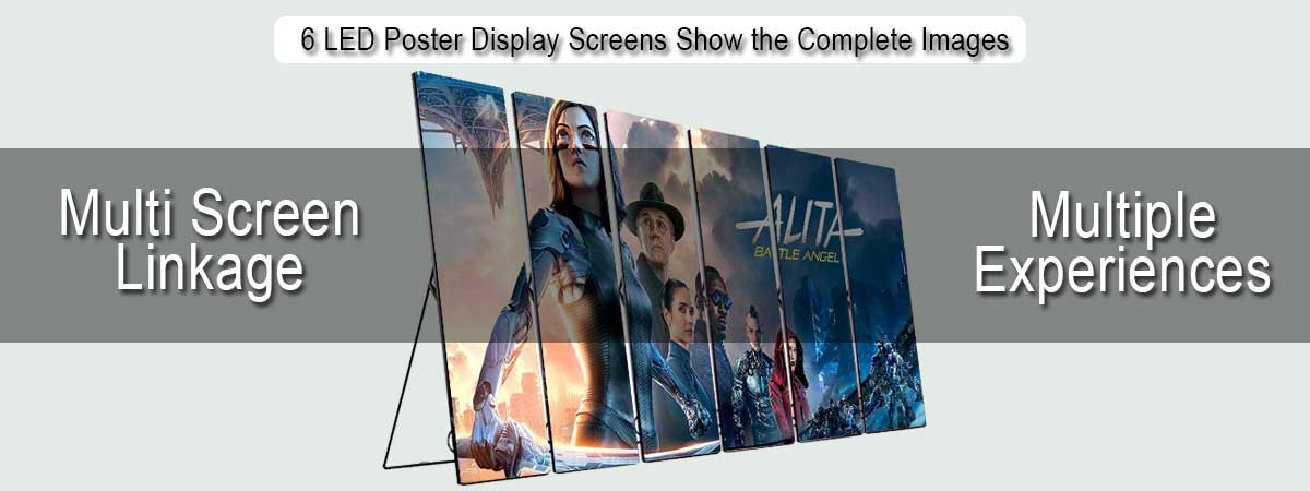 6 pantallas de visualización de carteles LED muestran la imagen completa simultáneamente