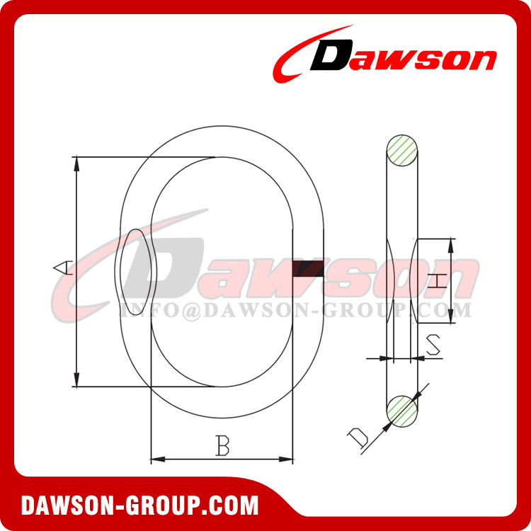 DS095 G80 WLL 2.1-84T eslabón maestro soldado con autógena con plano para eslingas de elevación de cadena/eslingas de elevación de cable de alambre