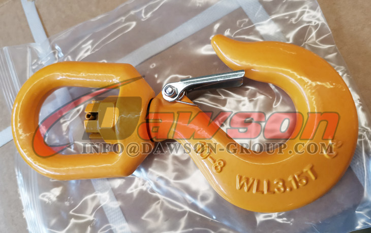 Gancho girat&oacute;rio DS040 G80 com trava de seguran&ccedil;a para eslingas de corrente de eleva&ccedil;&atilde;o de guindaste para servi&ccedil;os pesados ​​- Dawson Group Ltd. - Fabricante, fornecedor, f&aacute;brica na China