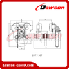 Carro de cadena manual DS-JS 20T 30T, abrazaderas de carro de 20000kg 30000kg