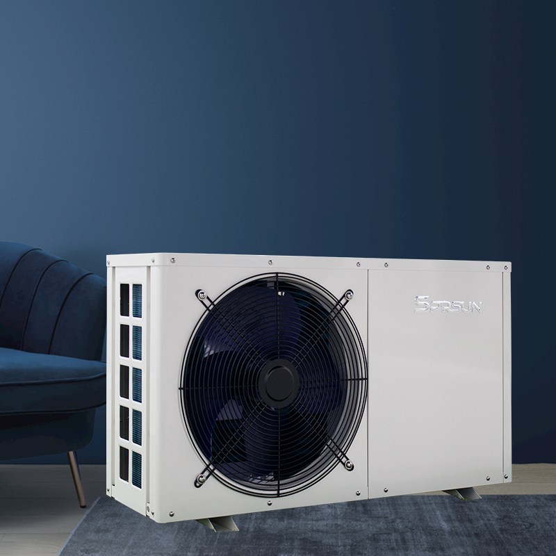 Heat Pumps from SPRSUN with a dark background Bombas de calor da SPRSUN com fundo escuro