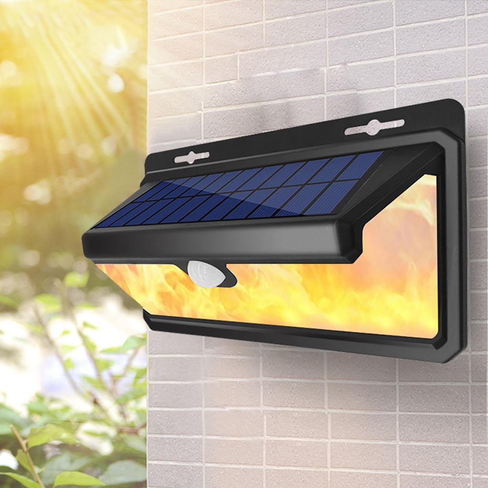 Waterproof Solar Powered LED Solar Garden Lamp Motion Sensor Bright 158 LED Flame Wall Decoration Light